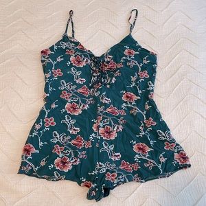 Green floral romper